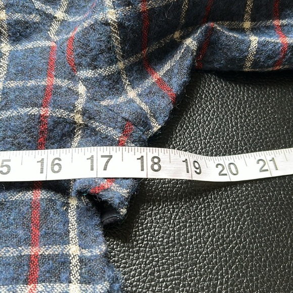 Sea New York Wool Plaid Crop Top Eyelet Lace Back Long Sleeve Navy Blue Sz 2 - Picture 12 of 13